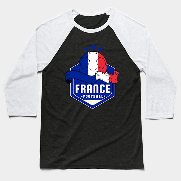 France Football Enthusiast Baseball T-Shirt by footballomatic